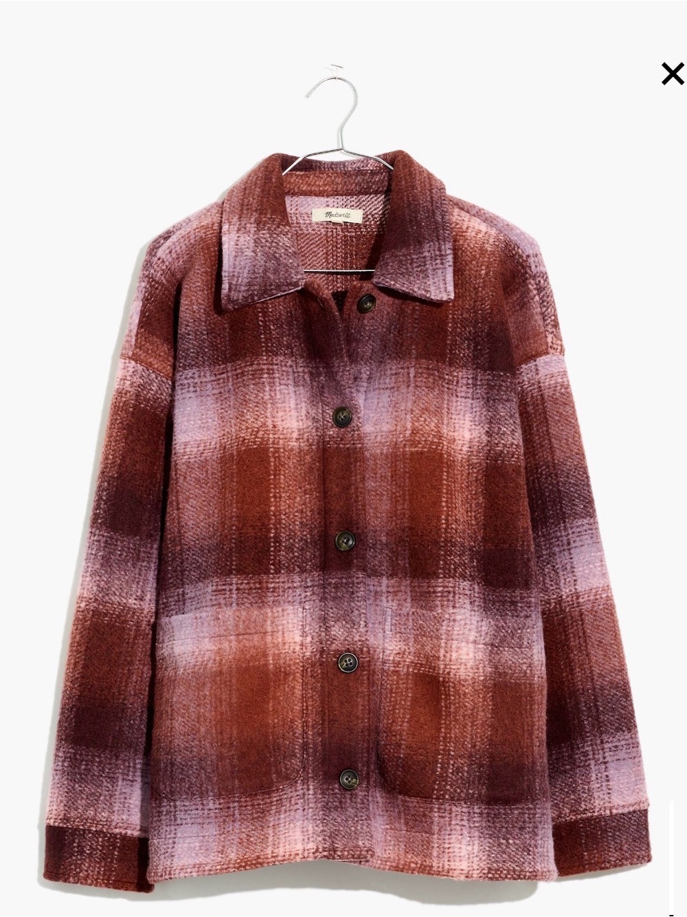 Madewell Brushed Plaid Knit Shirt Jacket